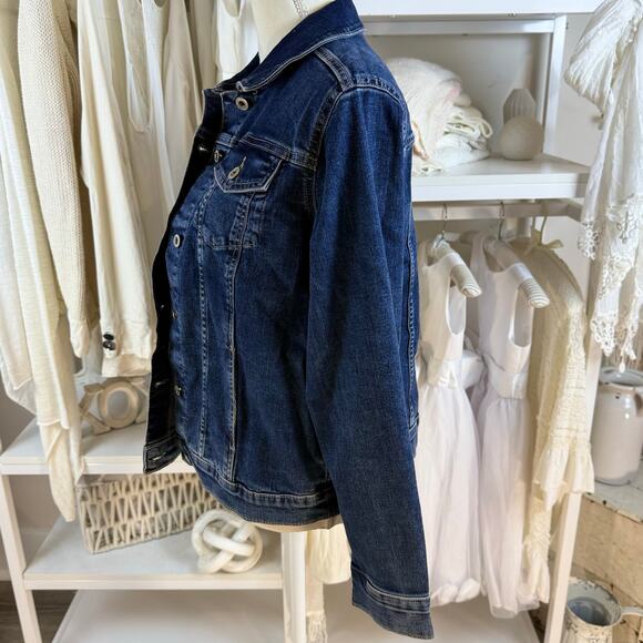 Liz Claiborne sz. Large Denim Jacket Classic durable, mature, fall, winter #4256 - Picture 2 of 10